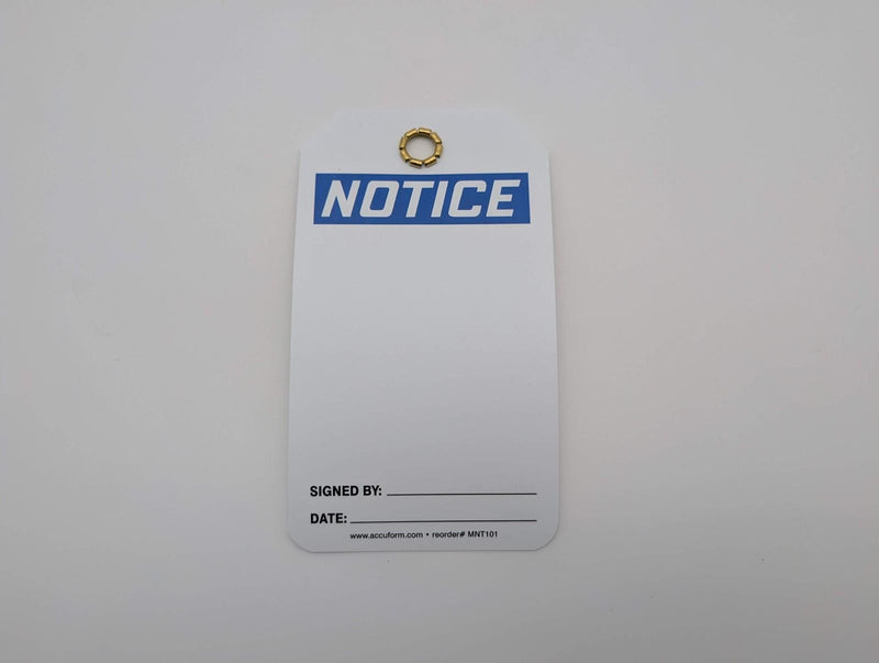 OSHA Notice Safety Tags Blank Dbl Sided Plastic Grommet 5.75" 3.25" Pack of 25 3
