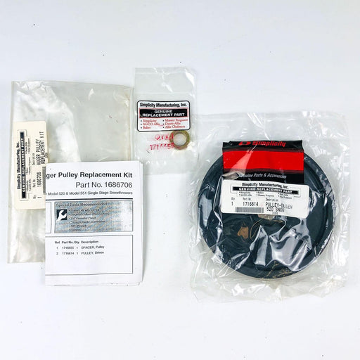 Simplicity 1686706 Auger Pulley Replace Kit NOS 1716614 Pulley 1716655 Spacer 1