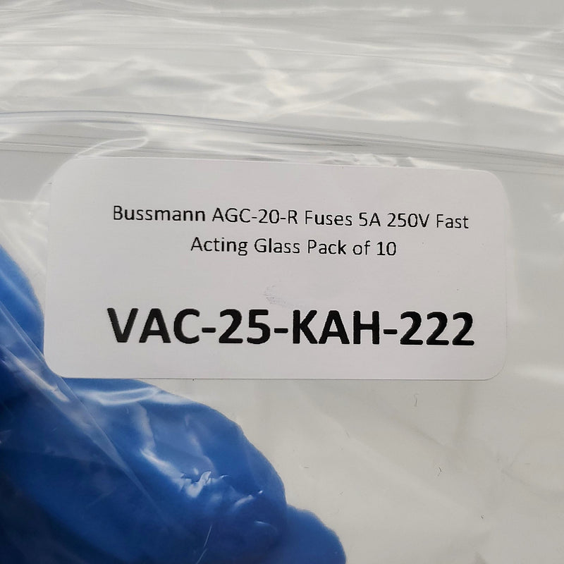 Bussmann AGC-20-R Fuses 5A 250V Fast Acting Glass Pack of 10 3