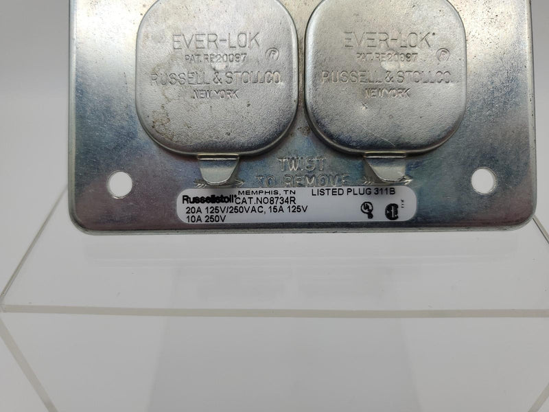 Russellstoll 8734R Midget Duplex Reverse Service Receptacle 20A 250V 3P 4 Wire 2