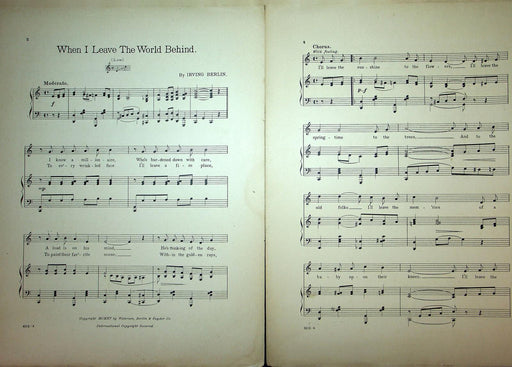 1915 When I Leave The World Behind Vintage Sheet Music Large Irving Berlin 2