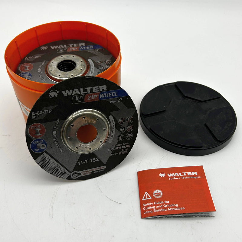 Walter 11-T-152 Cut-Off Wheel 5" x 3/64" x 7/8" Type 27 Zipcut A-60-Zip 25pk
