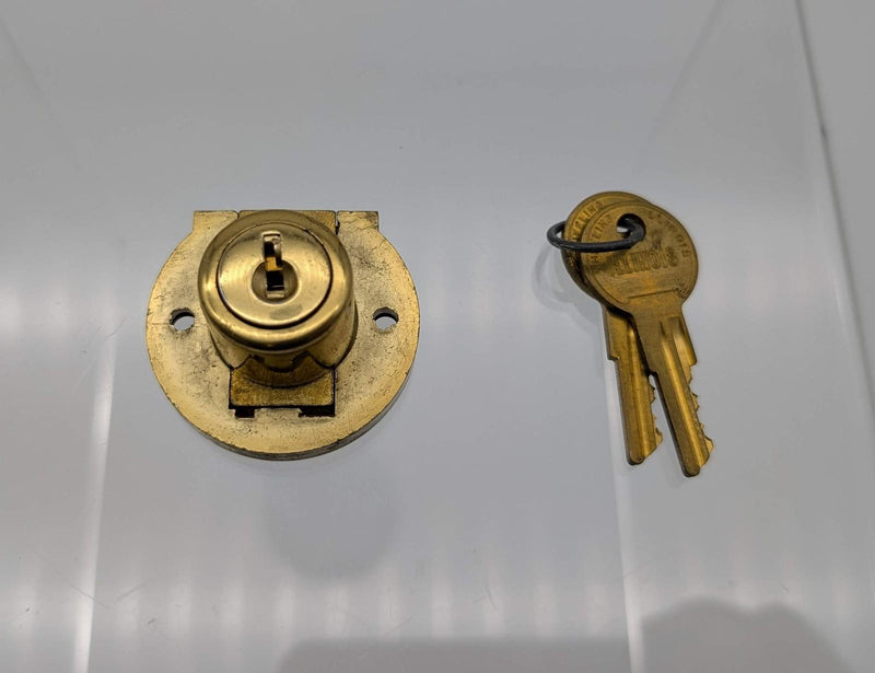 Illinois D3045 Cabinet Lock Deadbolt 7/8" D x 3/4" L Cylinder Brass Keyed Diff