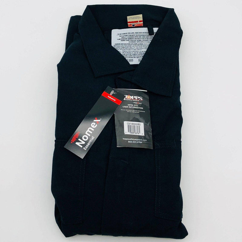 Topps CO07-5505 Flame Resistant Coveralls 52R Nomex 4.5oz Unlined Navy Blue NWT 1