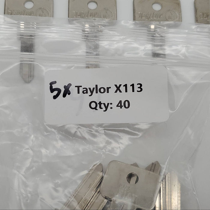 5x Taylor X113 Key Blanks for Some Older Fiat Vehicles Ilco NE56 Nickel Plated 4