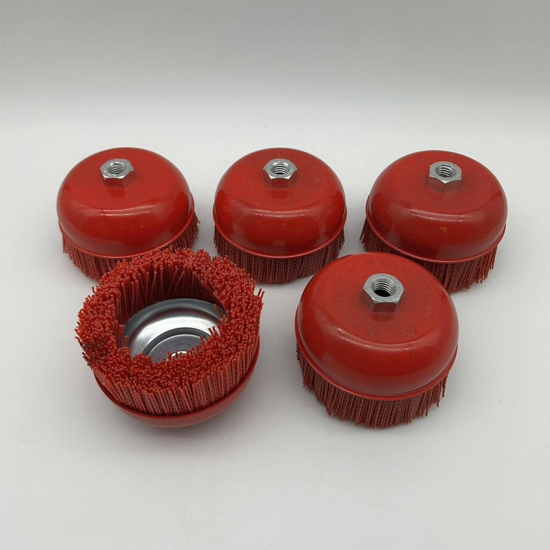 Langeman Cup Brush 6inch Nylon Filament 5/8-11 Thread 2500 Max RPM Lot of 5 10