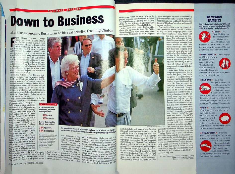 Newsweek Magazine September 21 1992 Bush Recession Gregory K Divorces Parent 4