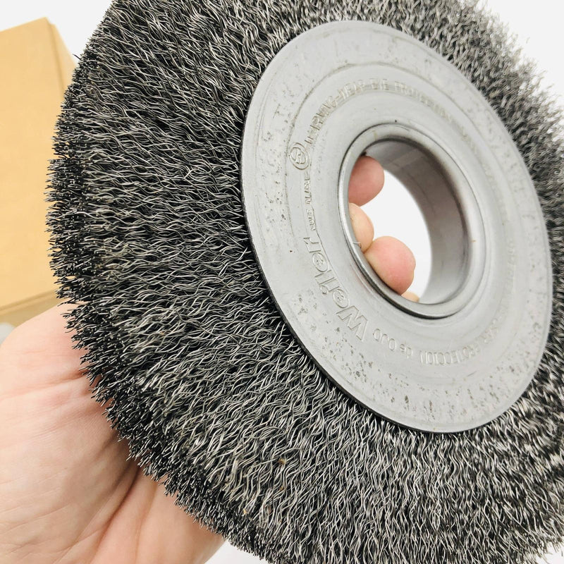 Weiler 06120 Wire Wheel Crimp 8in .014 Stl Fill 2in AH Med Face Clean Deburring 4