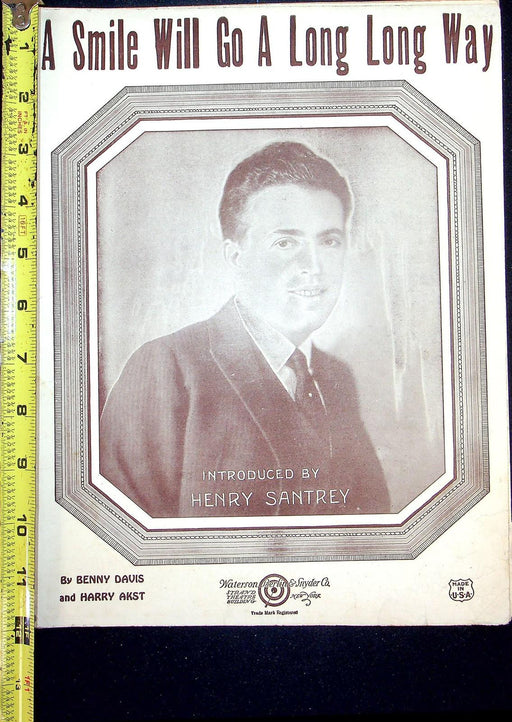1924 A Smile Will Go A Long Long Way Vintage Sheet Music Henry Santrey Davis 2