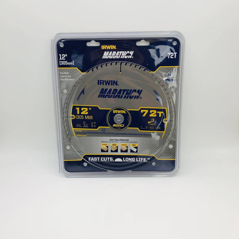 Irwin 14082 Circular Saw Blade 12" w 1" Arbor 72T Carbide Teeth Trim Finish 9