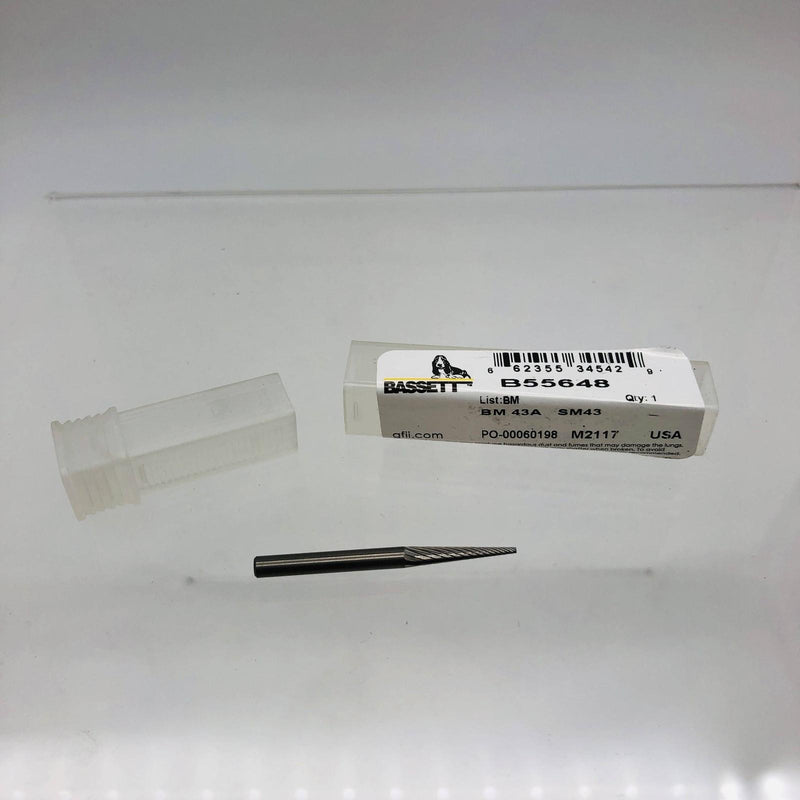 Greenfield Bassett B55648 Carbide Burr 1/8X1/8X5/8X1-1/2 BM43 BM 7D Point Cone 8