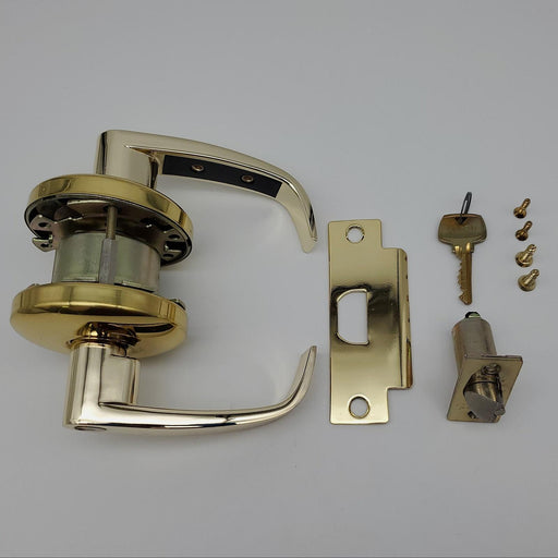 Sargent Door Lever Entry Lock Classroom Bright Brass 2-3/4 Backset L Lever 65G37 2