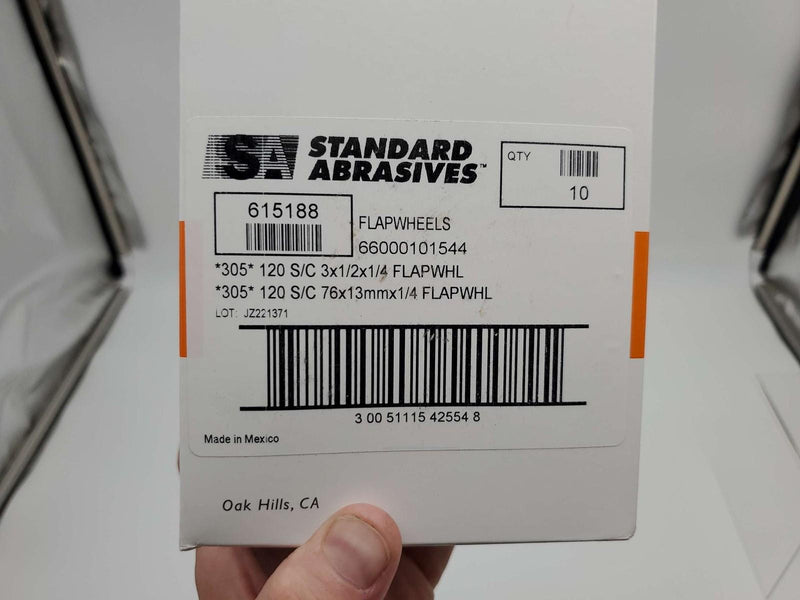 Standard Abrasives 3" x 1/2" x 1/4" Flap Wheels 120 Grit Silicon Carbide 10 PK 5