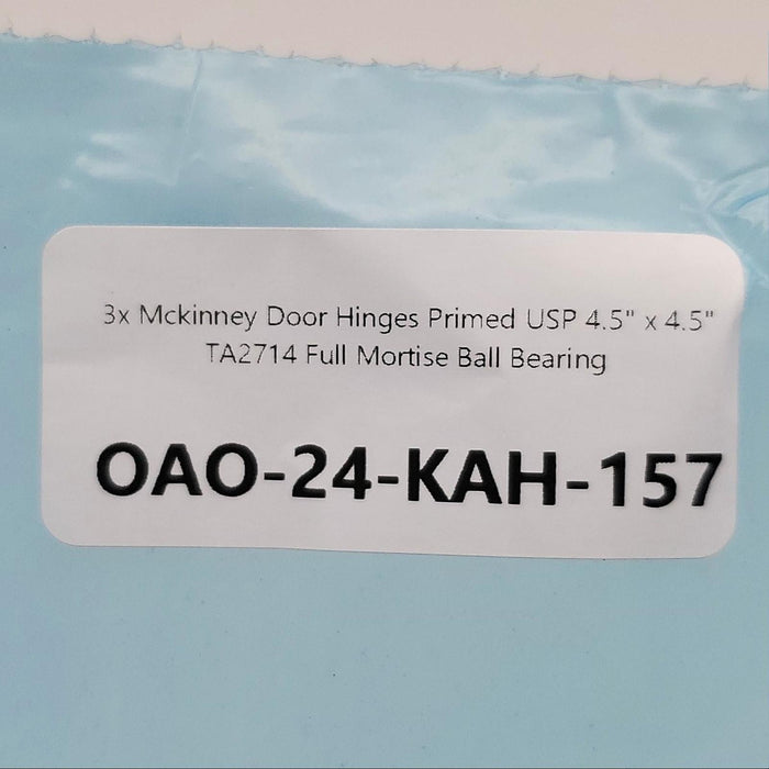 3x Mckinney Door Hinges Primed USP 4.5" x 4.5" TA2714 Full Mortise Ball Bearing 7