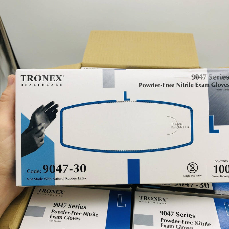 Tronex 9047-30 Disposable Gloves Nitrile Large Black Powder Free Case of 1000 4