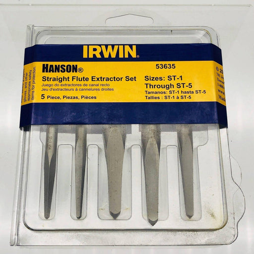 Irwin Hanson 53635 Straight Flute Screw Extractor Set Sizes ST-1 Through ST-5 1