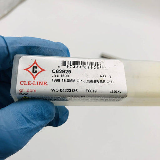 Cle-Line C62929 GP Jobber Drill Bit 1898 18.0MM Bright HSS Right Hand Cut 2 Flut 2