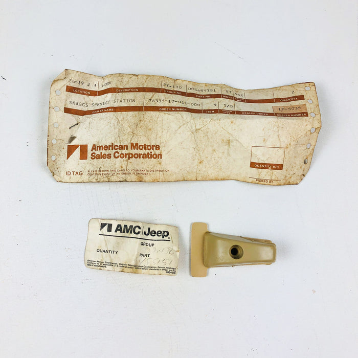 AMC Jeep 5455151 Interior Hook Coat Clothes Plastic OEM NOS Buff Color 1974-76 12