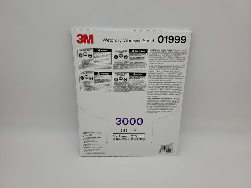 3M Wetordry Sanding Sheets 3000 Grit 9" x 11" PN 01999 Pack of 50 Sheets 2