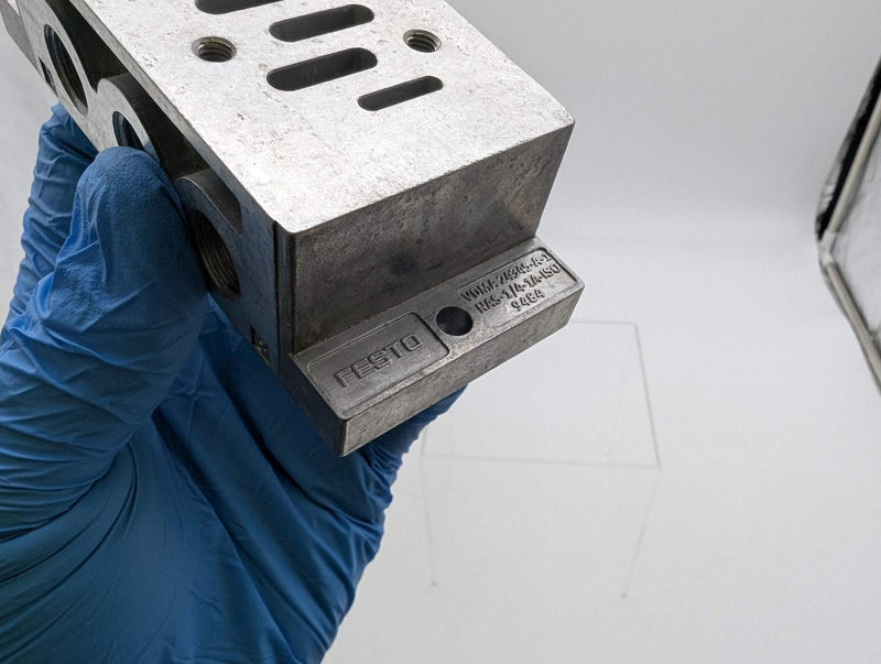 Festo VDMA 24345-A-1 Pneumatic Block G 1/4" Pneumatic G 1/8" Pilot Air Port 2