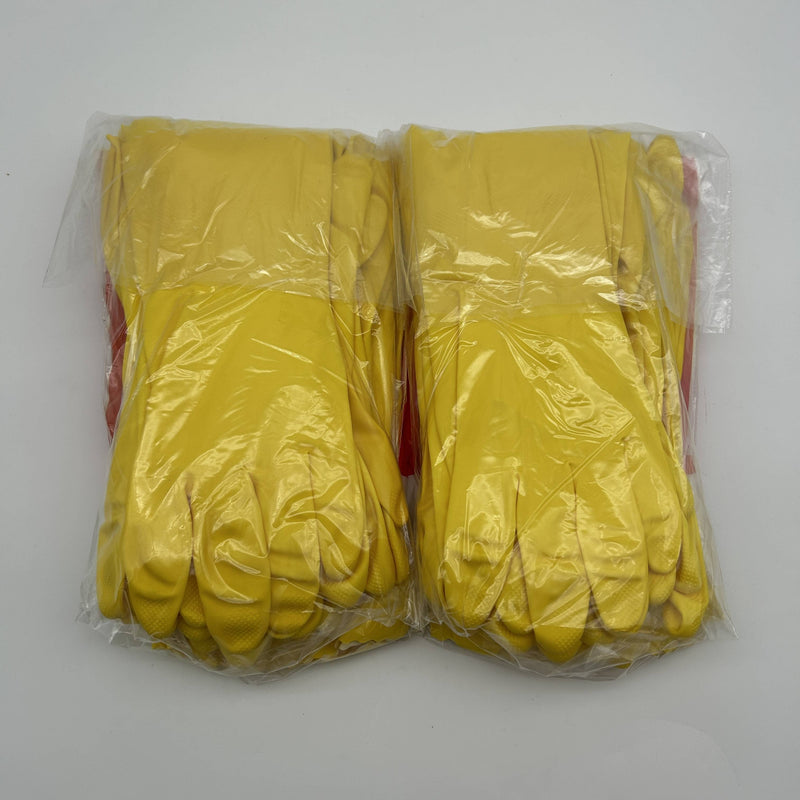 PIP Assurance 48-L160Y Latex Gloves Large/9 Yellow 16mil 12in Flocked 24 Pairs