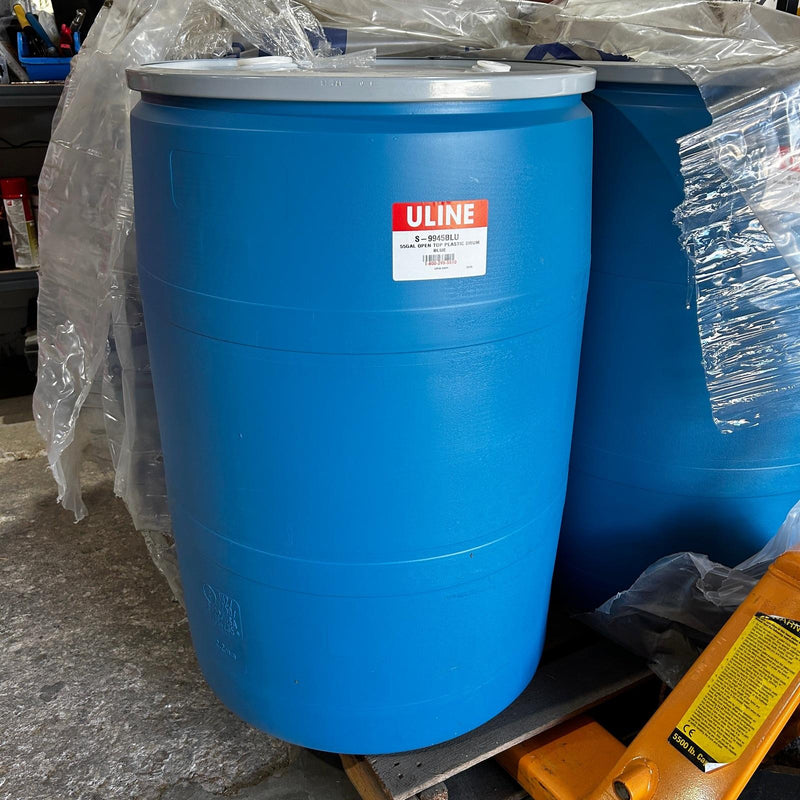 U-Line S-9945BLU Plastic Drum with Lid 55 Gallon Open Top Blue Quick-Lock 6