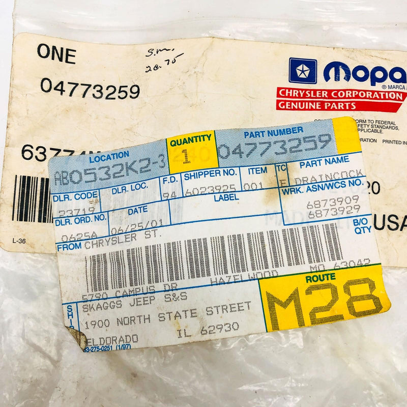Mopar 4773259 Radiator Drain Petcock Plug OEM NOS For Dodge Chrysler Open 9