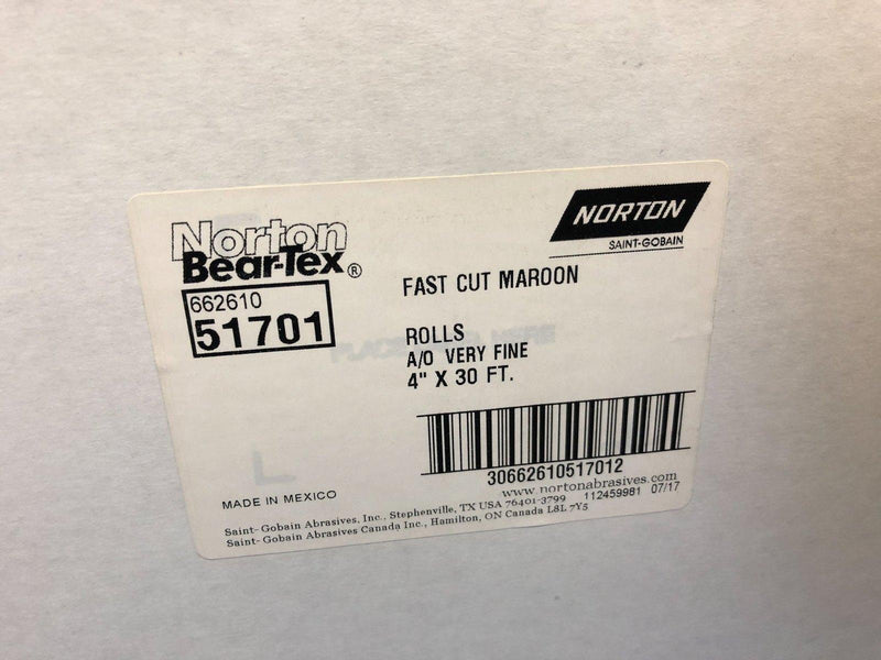 2pk Abrasive Roll 4" x 30' Non-Woven Fast Cut AO Very Fine Norton 66261051701 3