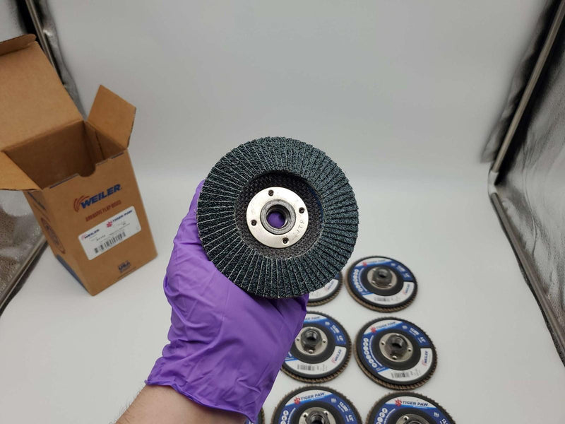 Weiler 4-1/2" Abrasive Flap Discs 40 Grit Phenolic 5/8"-11 Nut 51113 Pack of 10 3