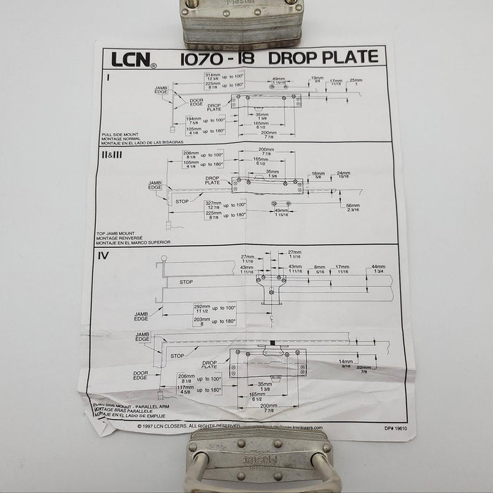 LCN 1070-18 Door Closer Drop Plate Bracket Aluminum Finish Imperfections 5
