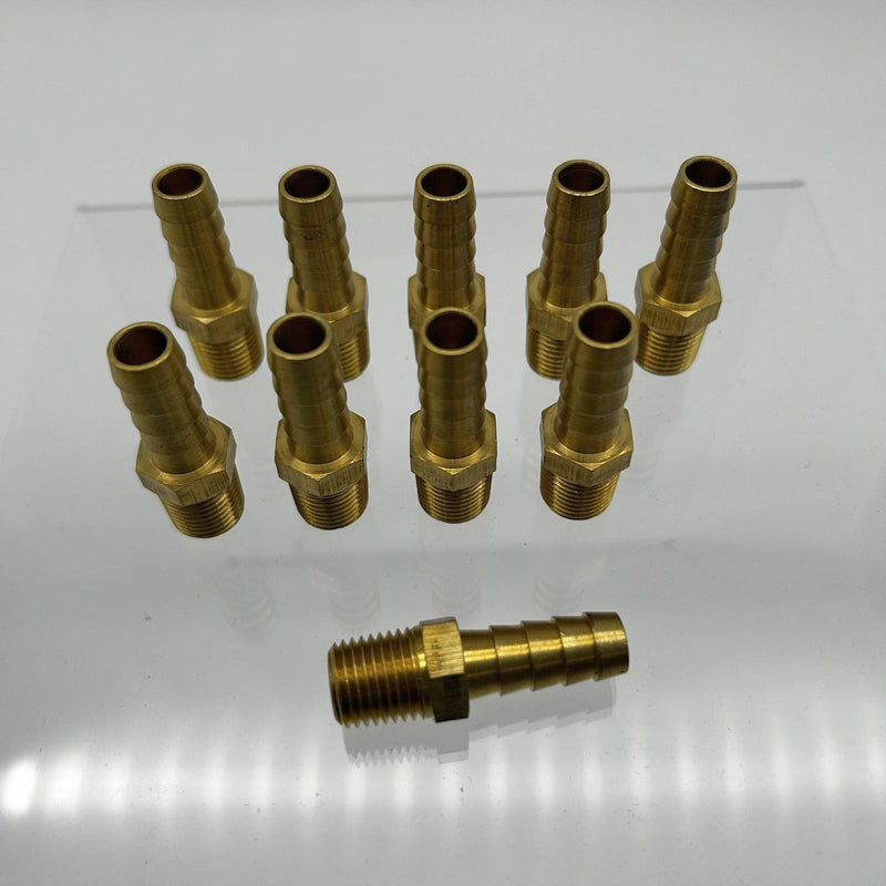 10pk Midland Metal 32012 Brass Fitting 3/8 Hose Barb X 1/4 Male NPTF Max 150 PSI 5