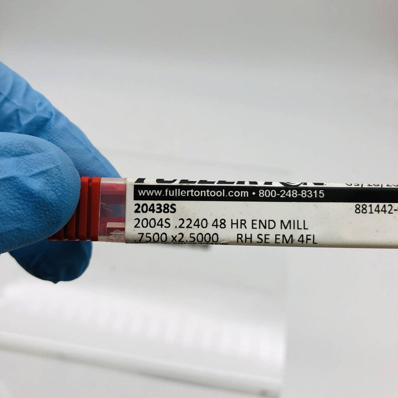 Fullerton 20438S End Mill .2240D X .75LOC X 2.5OAL 48 HR 4 Flutes RH SE EM 3