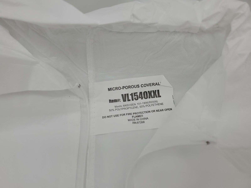 Microporous XXL Coveralls Zipper Front Elastic Cuffs SpecFit VL1540XXL Pack of 5 4