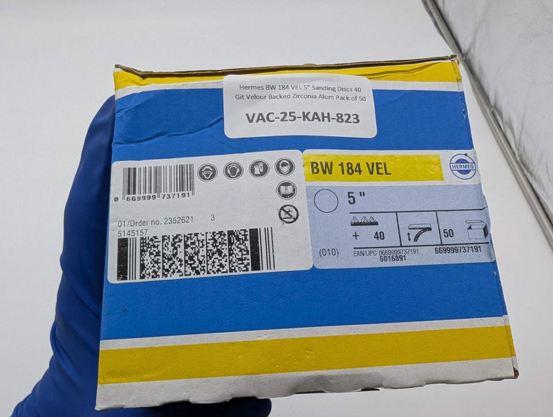 Hermes BW 184 VEL 5" Sanding Discs 40 Git Velour Backed Zirconia Alum Pack of 50 5