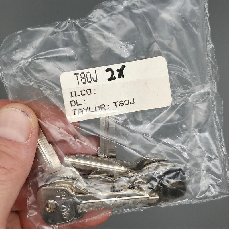 2x Taylor / Ilco T80J Key Blanks Fits Some Vintage Toyota Vehicles Nickel Plated 3