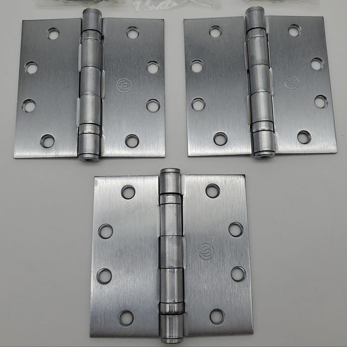 3x Hager Door Hinges ECBB1100 016919 Full Mortise Satin Chrome 4.5" x 4.5" 1