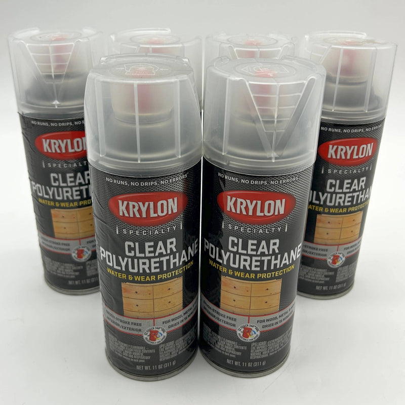 Krylon K07005777 Clear Polyurethane Spray Gloss Finish 11oz Can 6pk/Case