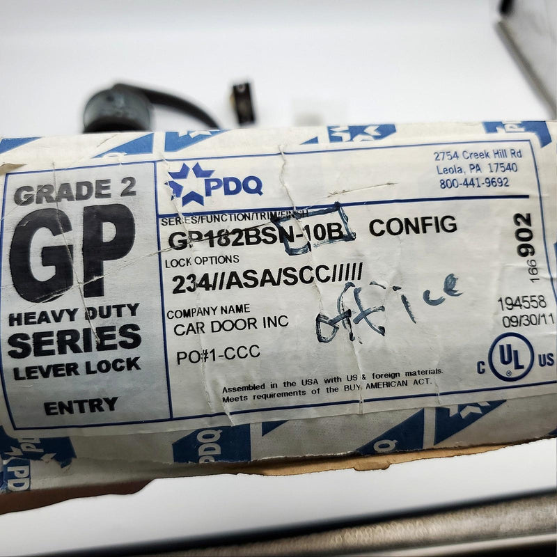 PDQ Door Lever Entry Lock Oiled Bronze 2-3/4" Backset GP182 BNS US10B SC Keyway 9