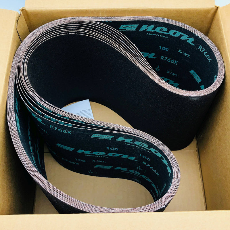 Norton 77696069562 Cloth Sanding Belts 8"x60" Neon R766X P100 Grit 10 Belts 3