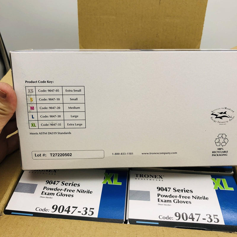 Tronex 9047-35 Disposable Gloves Nitrile Extra Large XL Black PF Case of 1000 5