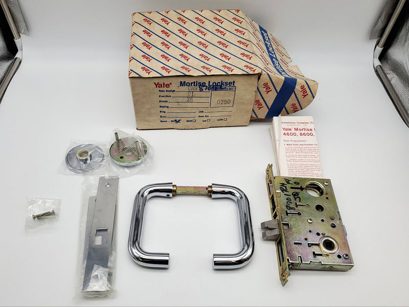 Yale 8701FL Mortise Lever Lockset Passage Function RH Chrome CRR Trim 2-3/4" BS