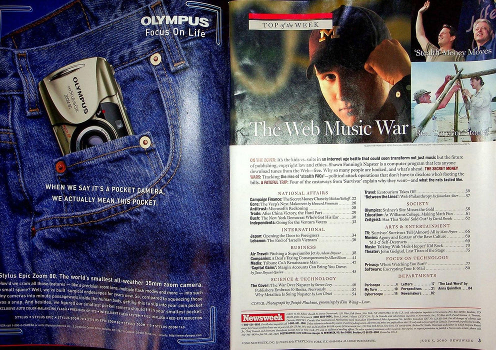 Newsweek Magazine June 5 2000 Napster War Streaming Music Ownership Survivor 3