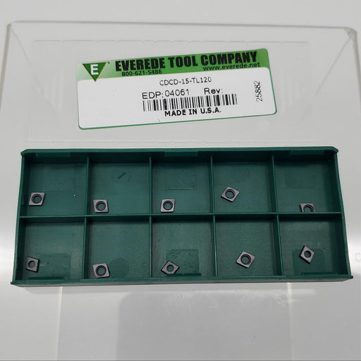 Everede CDCD-15 Carbide Turning Inserts TL120 80-Degree 0.016" Radius 04061 10PK 1