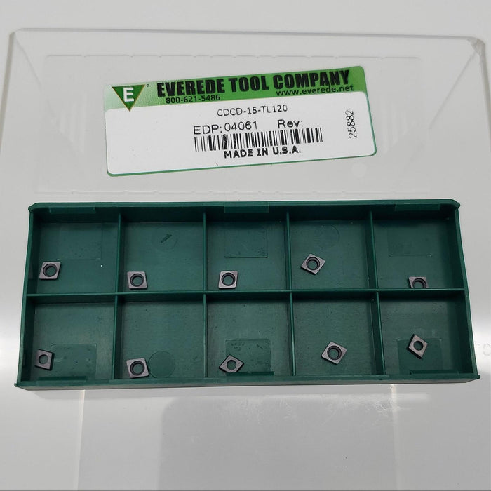 Everede CDCD-15 Carbide Turning Inserts TL120 80-Degree 0.016" Radius 04061 10PK 1