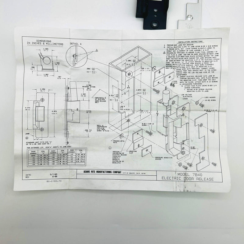 Adams Rite 7840-317 Electric Strike Monitor Fail-Safe 12VDC Satin Alum No Scrws 5