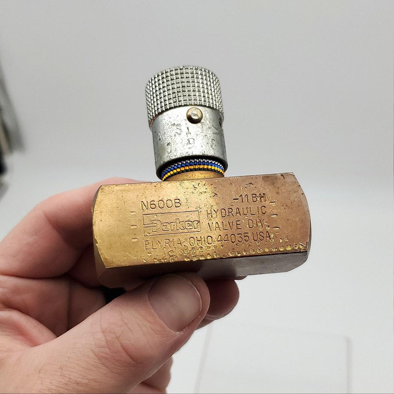 Parker N600B Needle Valve Hydraulic Control 2000 Max PSI 3/8" NPT 8 Gal Max Flow 1