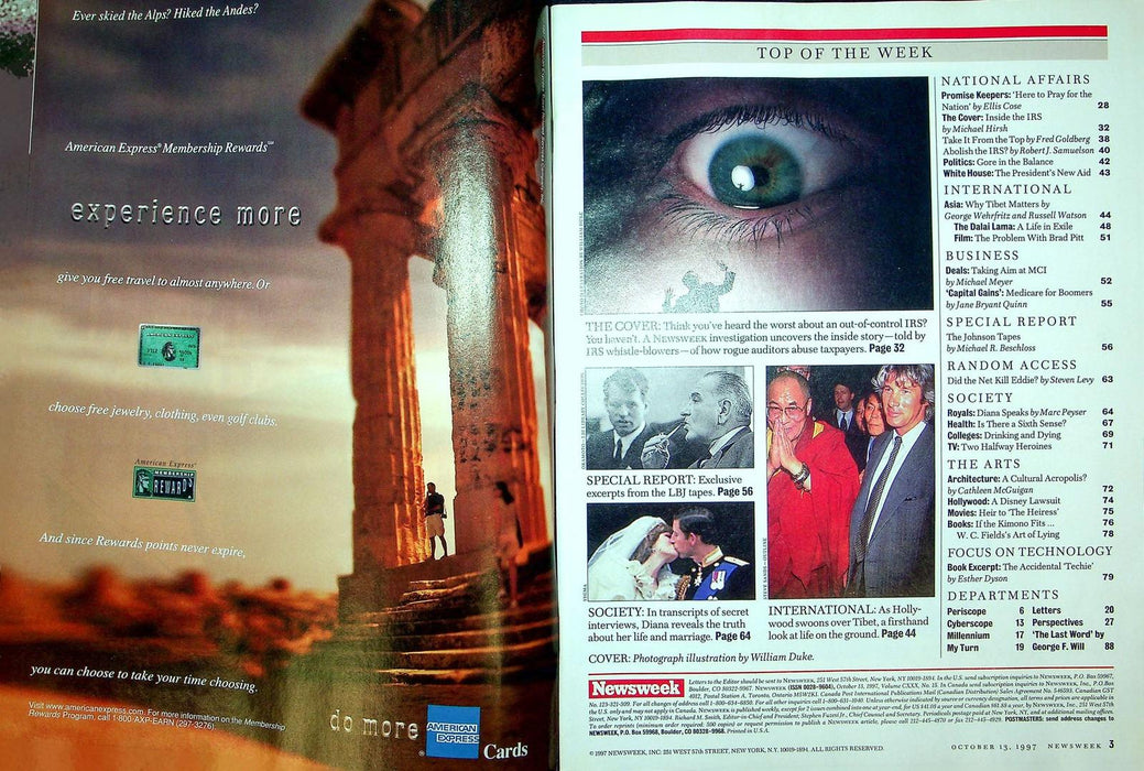 Newsweek Magazine October 13 1997 IRS Scandal LBJ Johnson Tapes Princess Diana 3