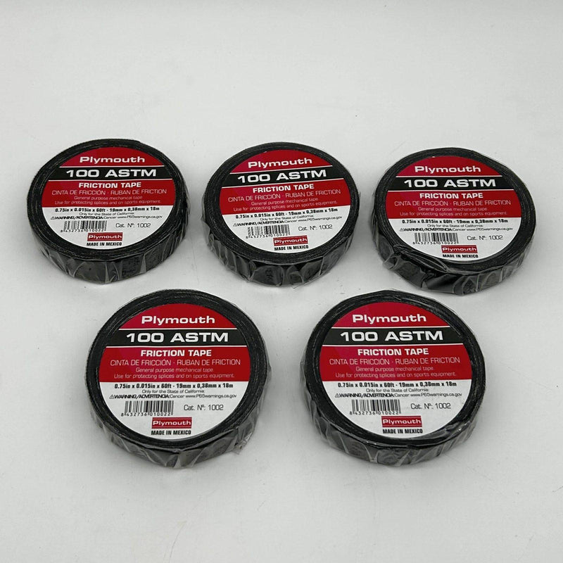 Plymouth 100 ASTM Mechanical Friction Tape .75in x .015in x 60ft Cat No 1002 5pk 1