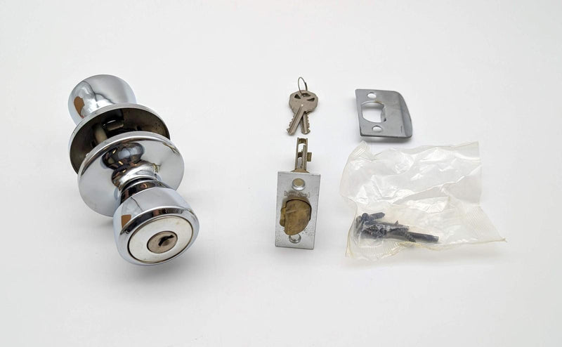 Kwikset Entry Door Knob Lock Polished Chrome Bel Air 2-3/8" Backset 400BDL