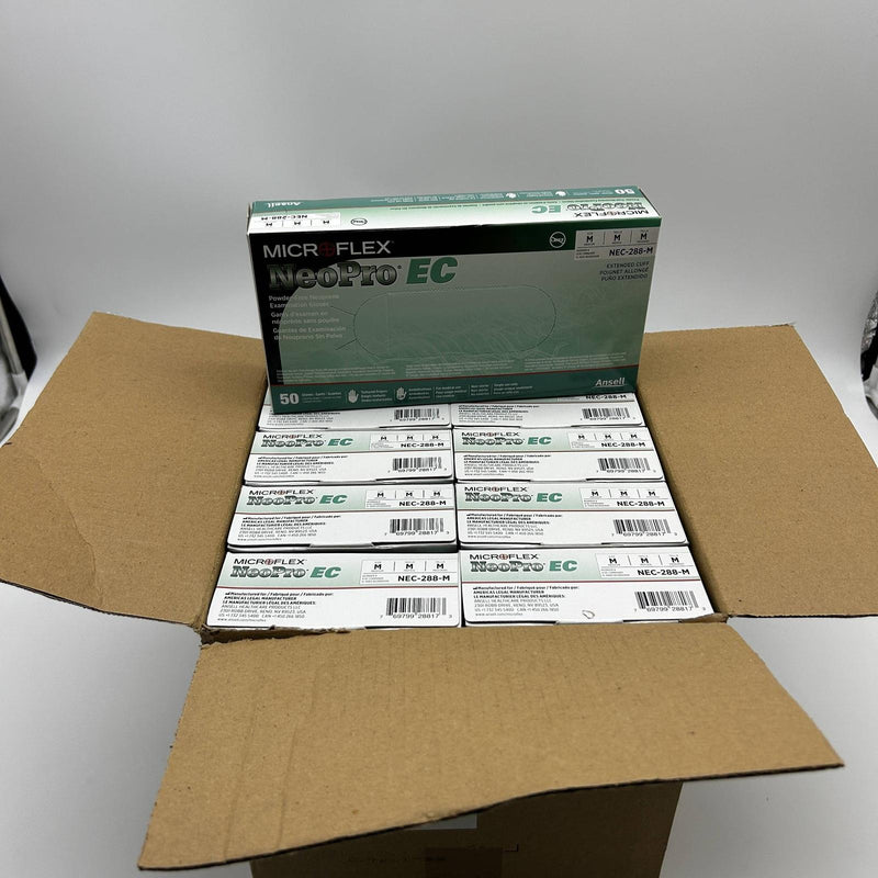 Microflex NEC-288 Disposable Gloves Medium Extended Cuff Neoprene 500pcs/Case